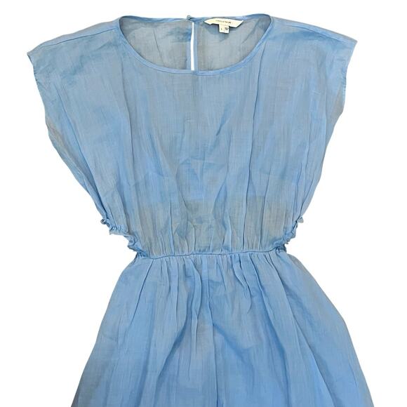 Rebecca Taylor Back Cutout Midi Dress Large Fit And Flare Cap Sleeve Preppy Blue - Picture 2 of 11